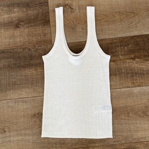 J. Crew 100% Cashmere Ribbed Scoop Tank Top in Heather creme